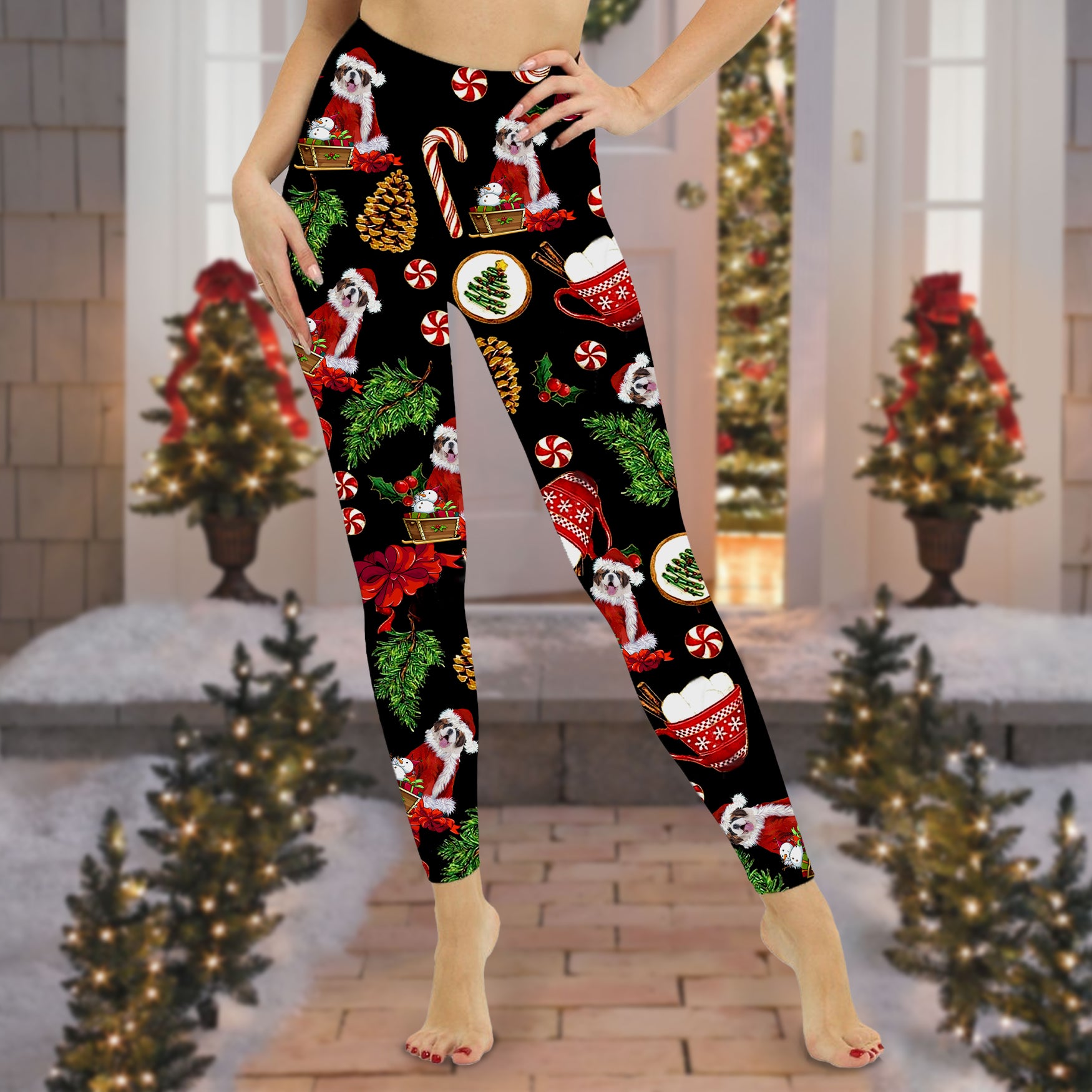 St Bernard All Over Print Christmas Legging