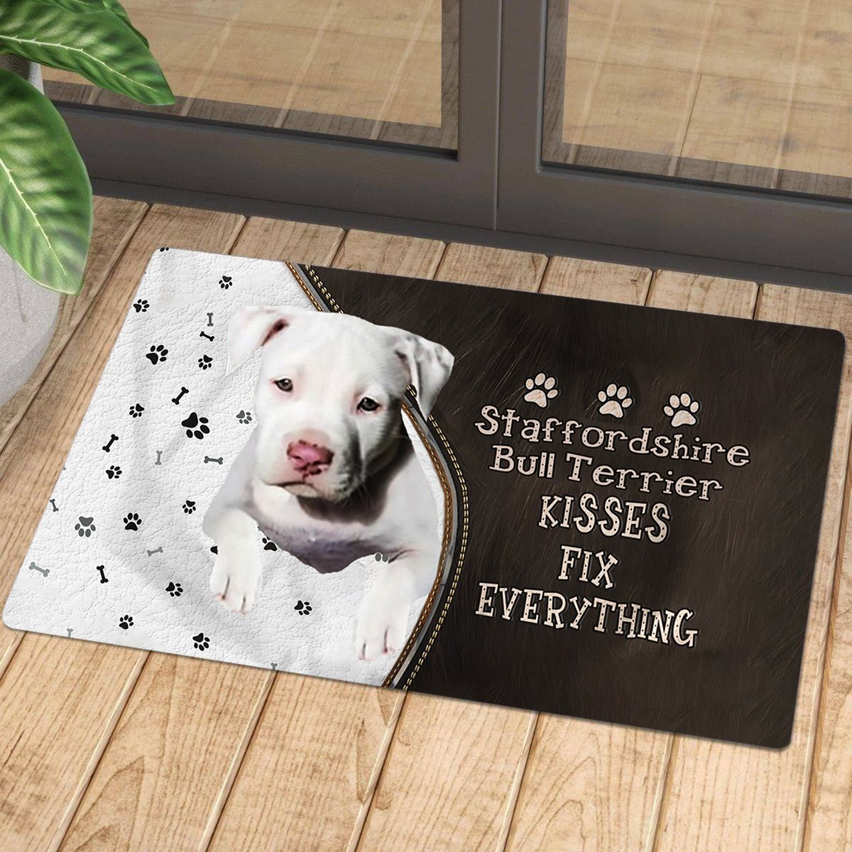 Staffordshire-Bull-Terrier2 Kisses Fix Everything Doormat