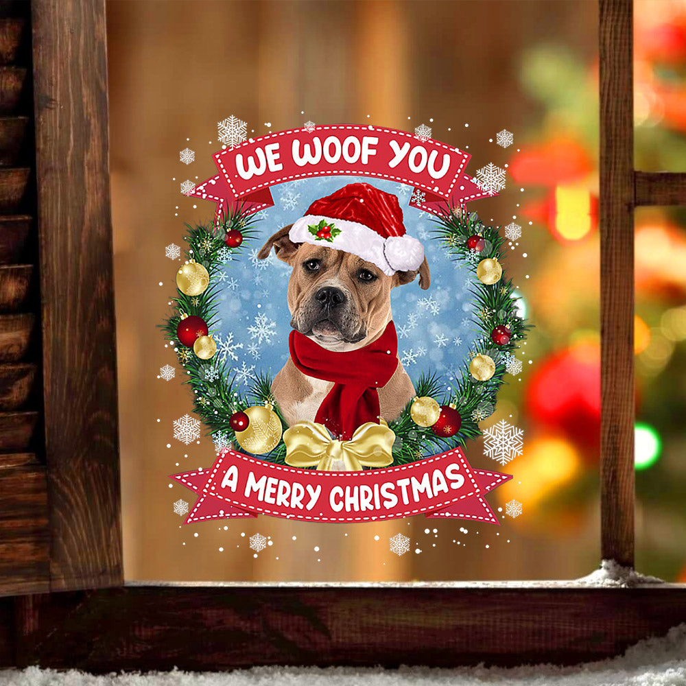 Staffordshire Bull Terrier We Woof You Christmas Sticker