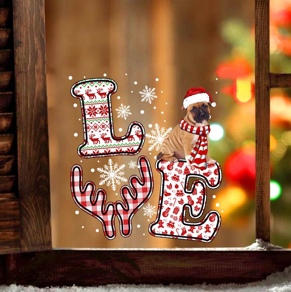 Staffordshire Bull Terrier LOVE Reindeer Christmas Sticker