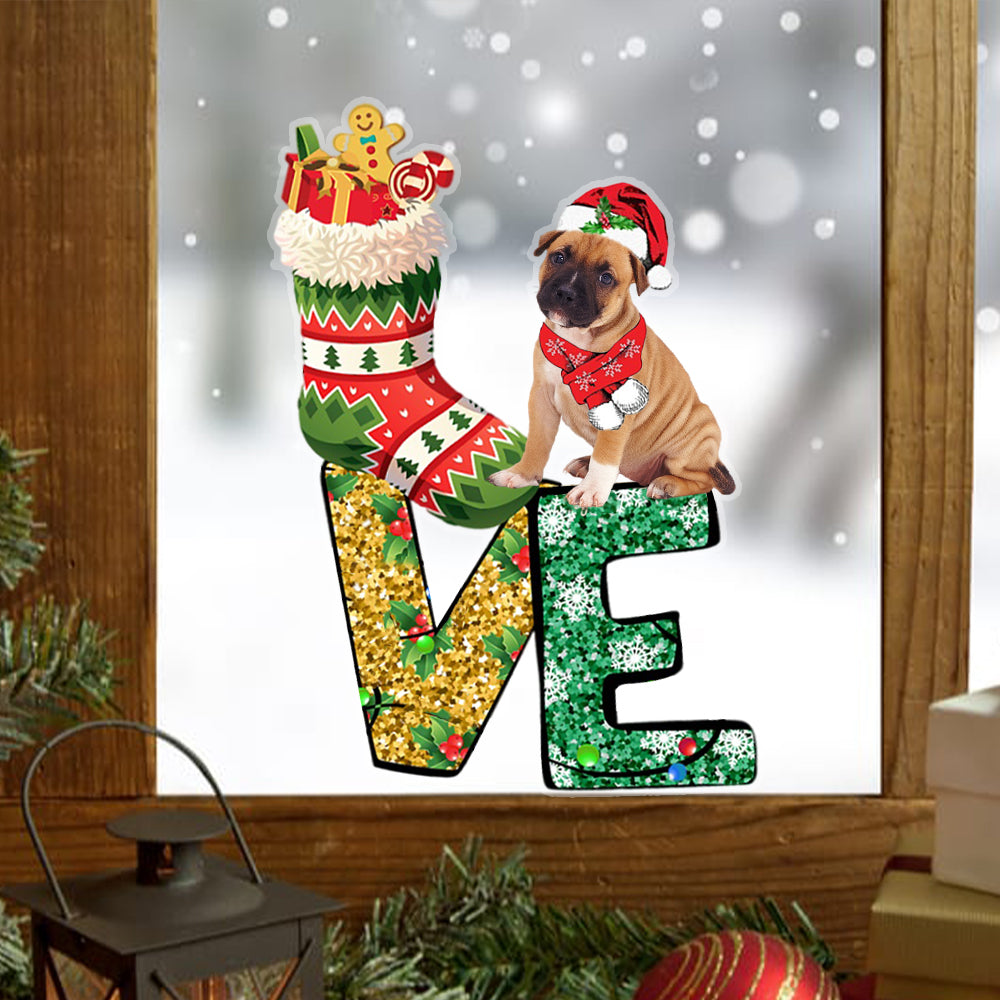 Staffordshire Bull Terrier LOVE Christmas Stocking Sticker
