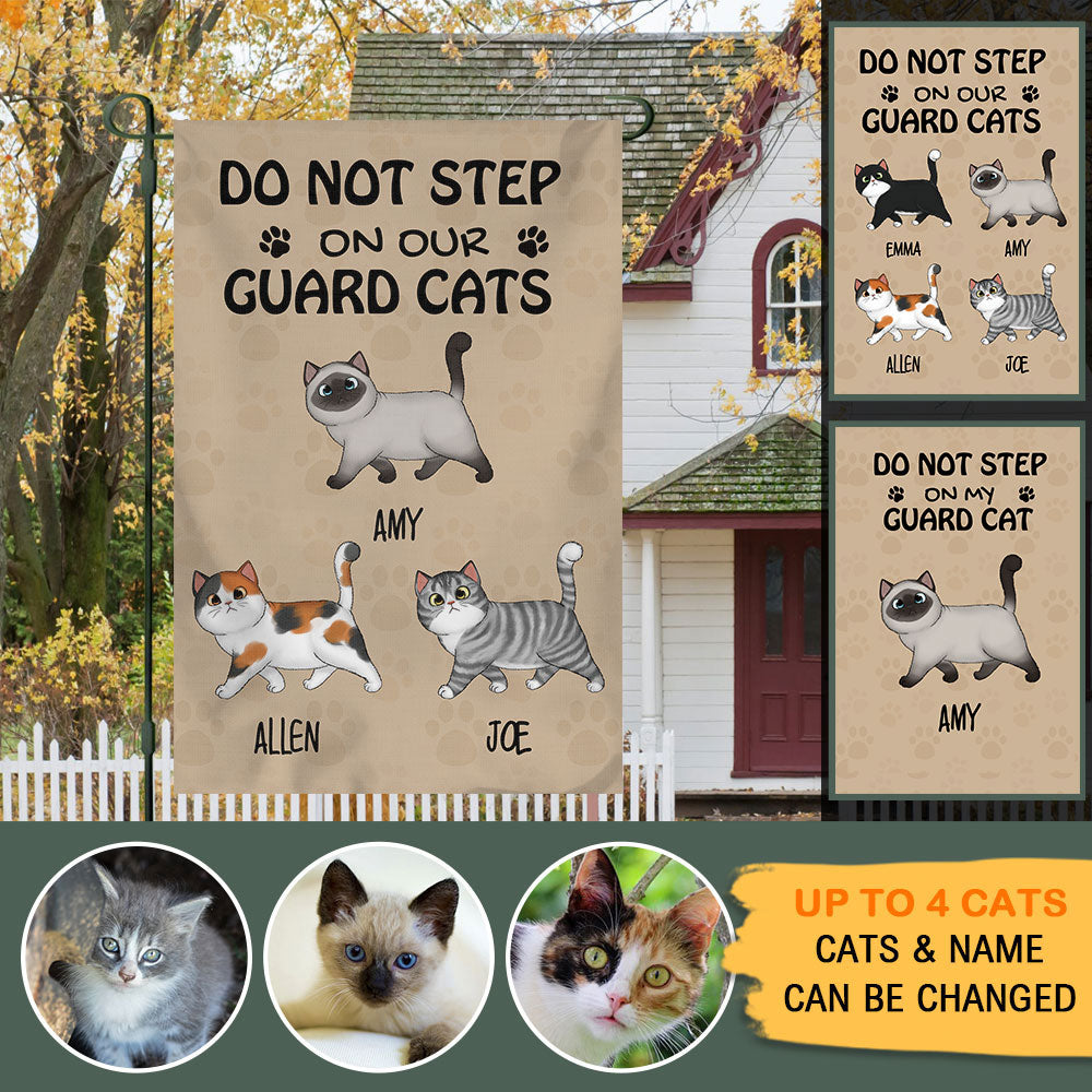 Do Not Step On Our Guard Cat- Personalized Garden Cat Flag