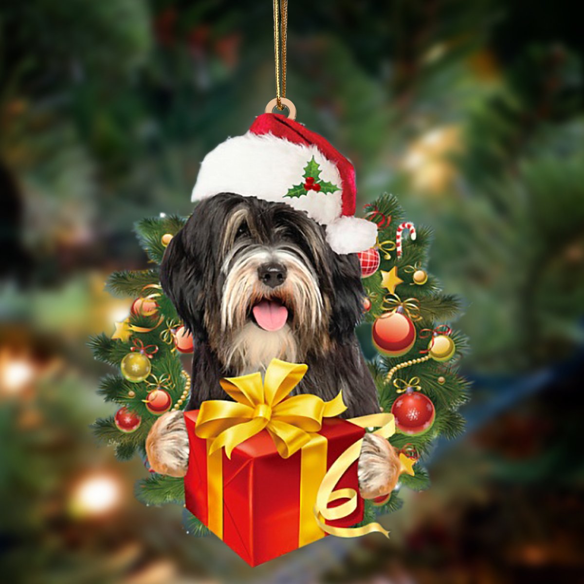 Tibetan Terrier-Dogs give gifts Hanging Ornament