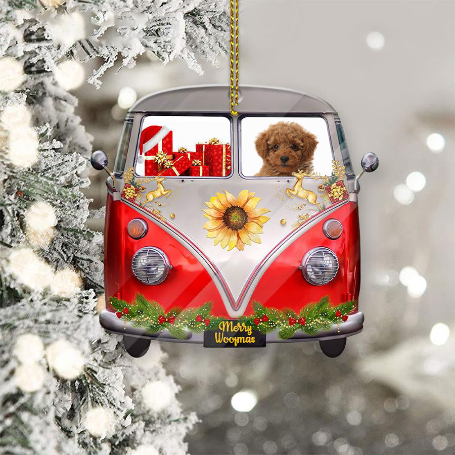 Toy Poodle Sit On A Truck-Two Sided Ornament