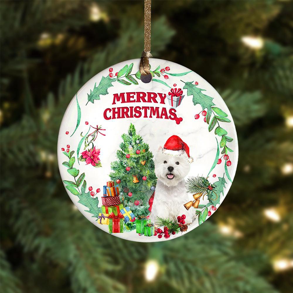 West-Highland-White-Terrier Tree Merry Christmas Ornament (porcelain)