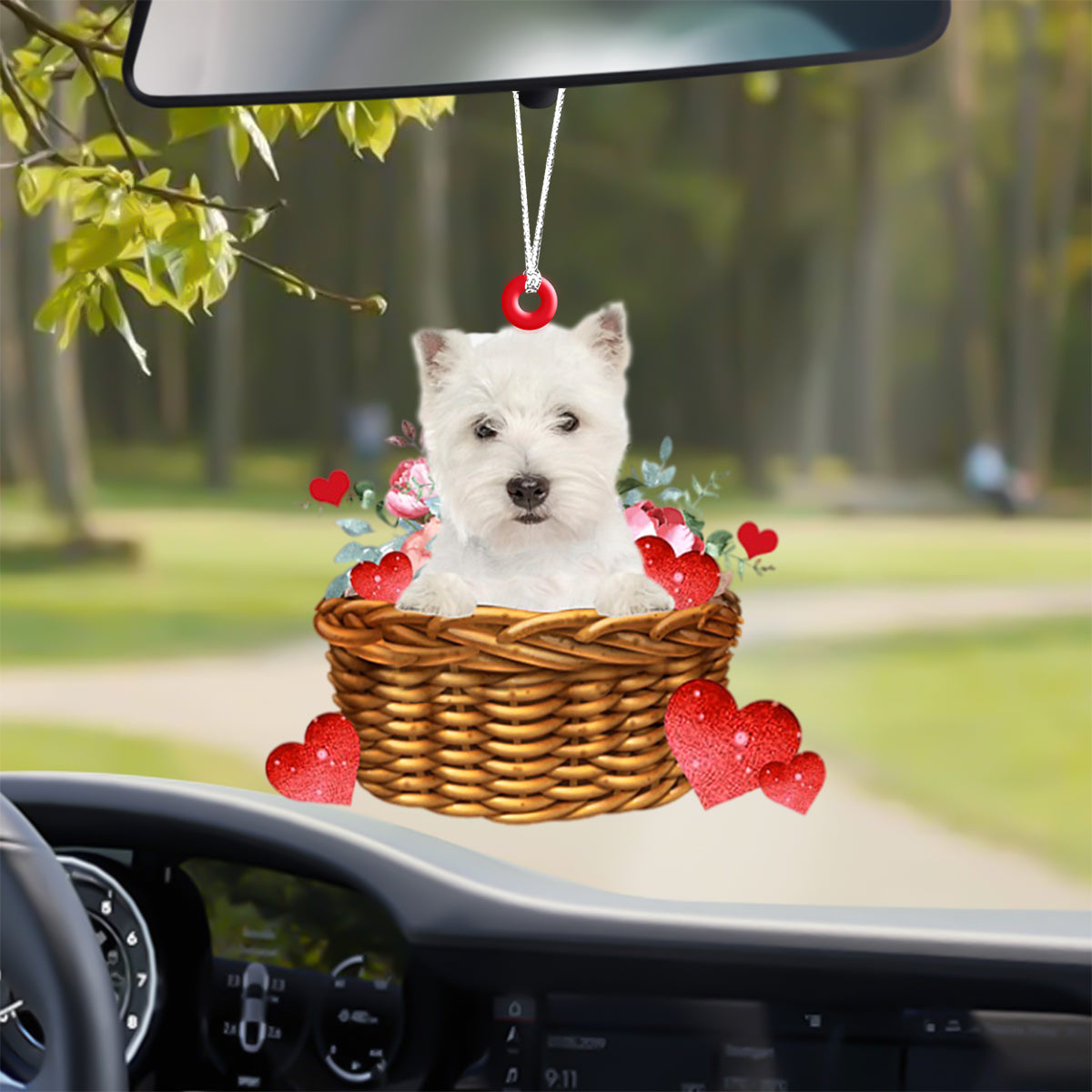 West-Highland-White-Terrier With Rose & Heart Ornament