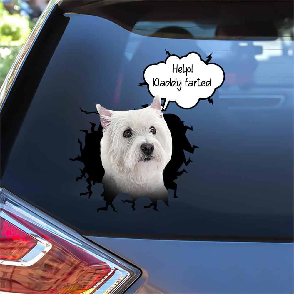 West-Highland-White-Terrier Daddy Farted Funny Sticker