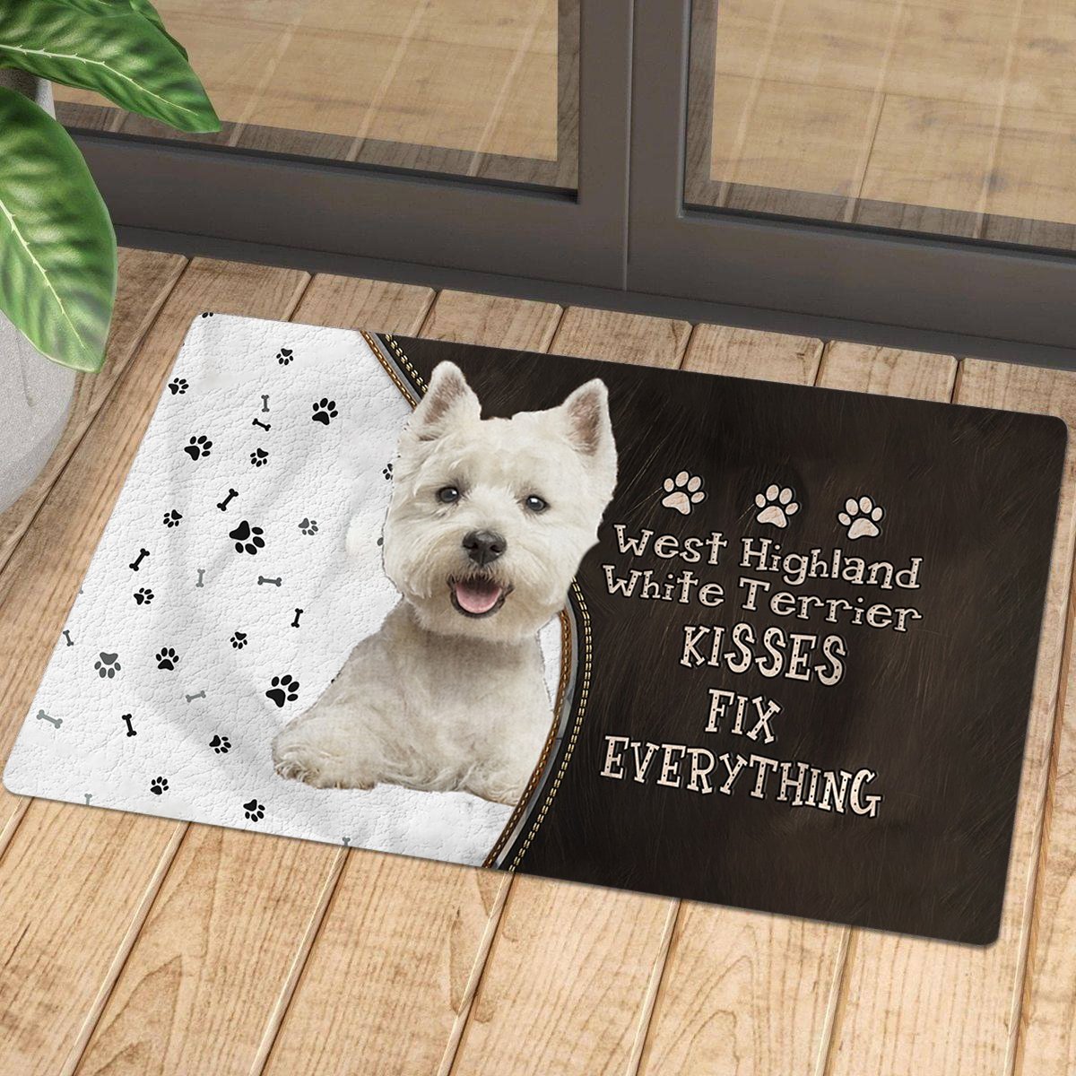 West Highland White Terrier Kisses Fix Everything Doormat