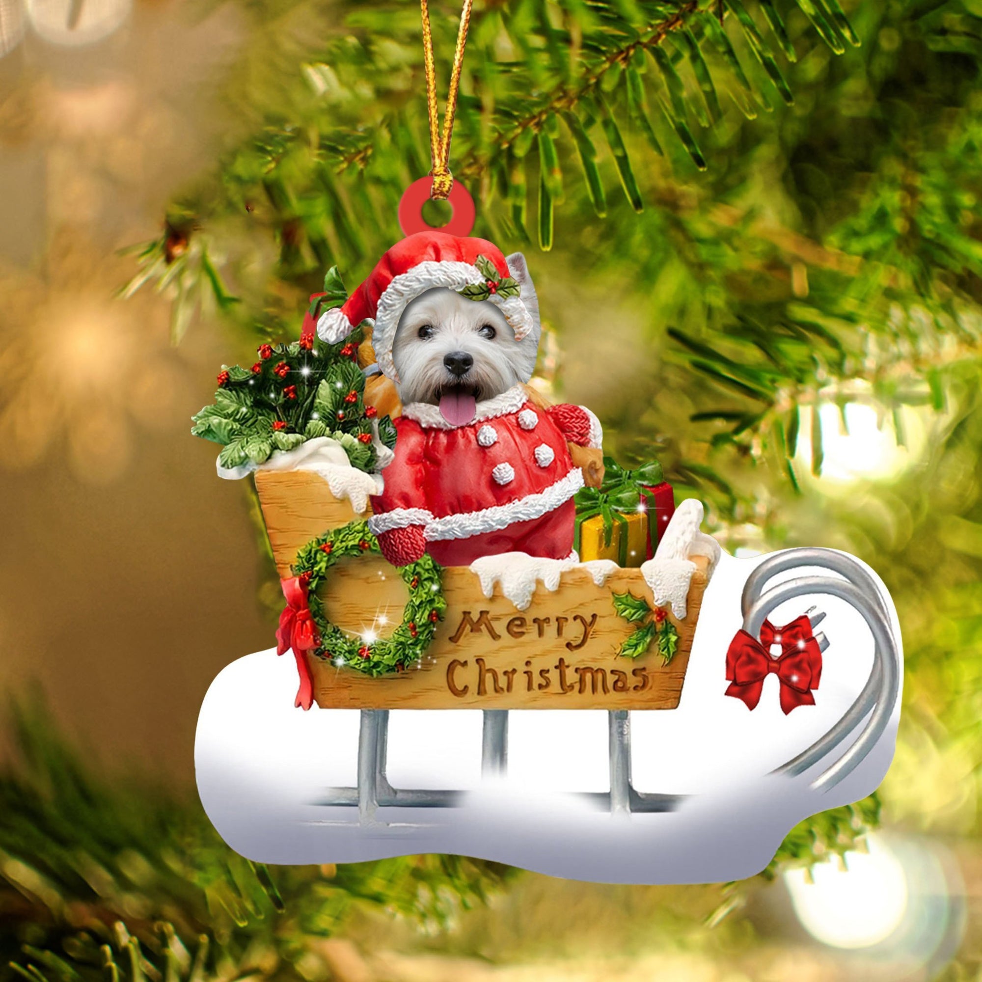 West Highland White Terrier Merry Christmas Ornament