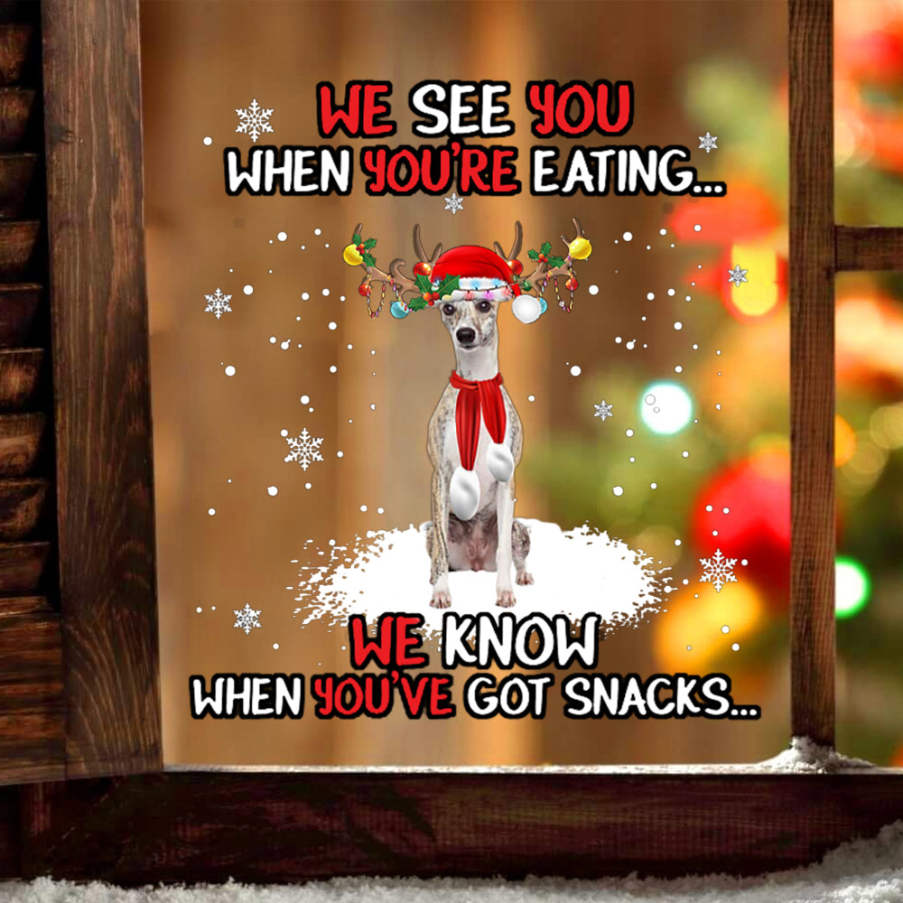 Whippet We See You Christmas Sticker