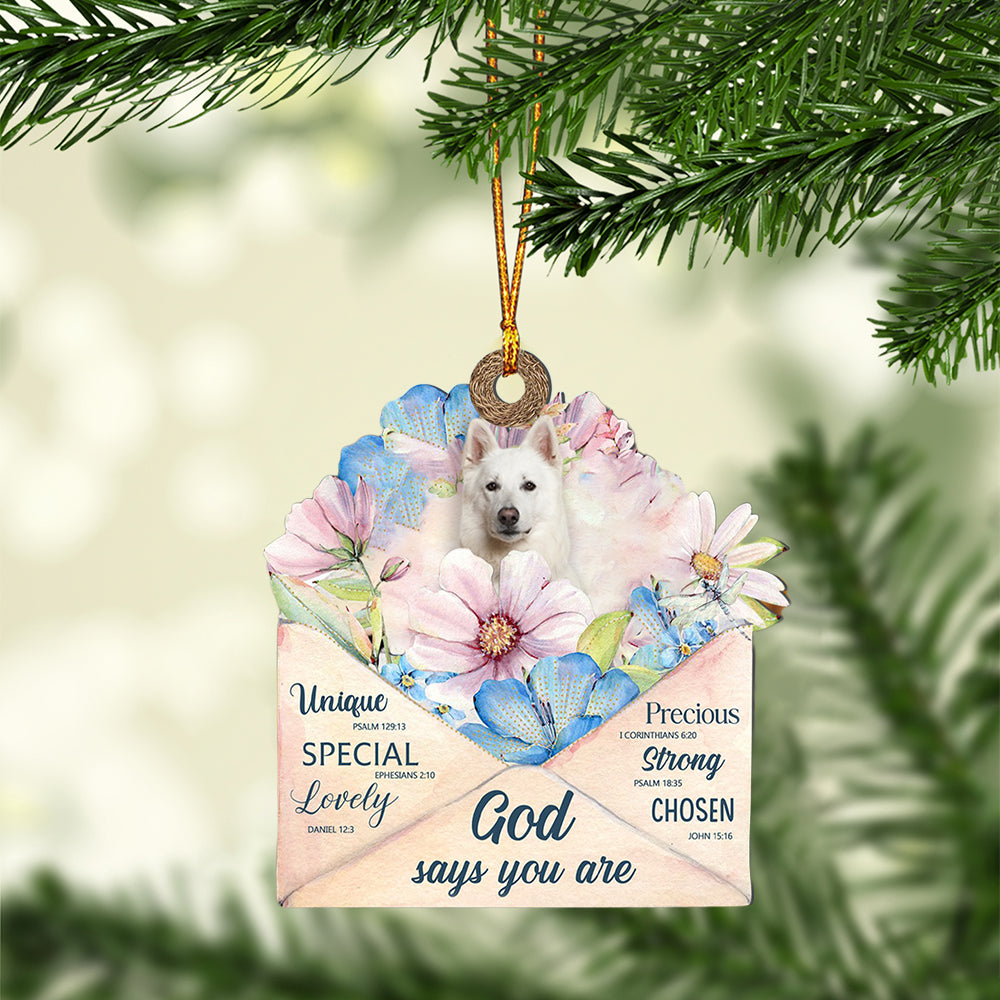 White-German-Shepherd God Says You Ornament
