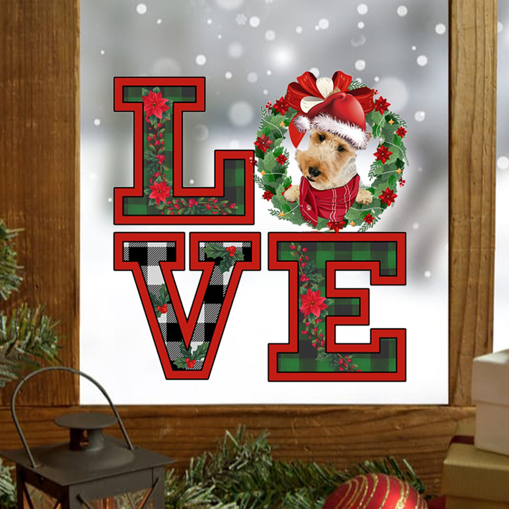 Love Wire Fox Terrier Christmas Sticker