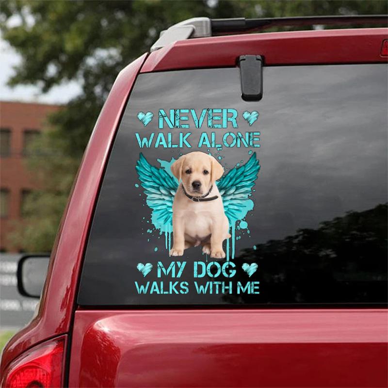 YELLOW Goldador Walks With Me Sticker