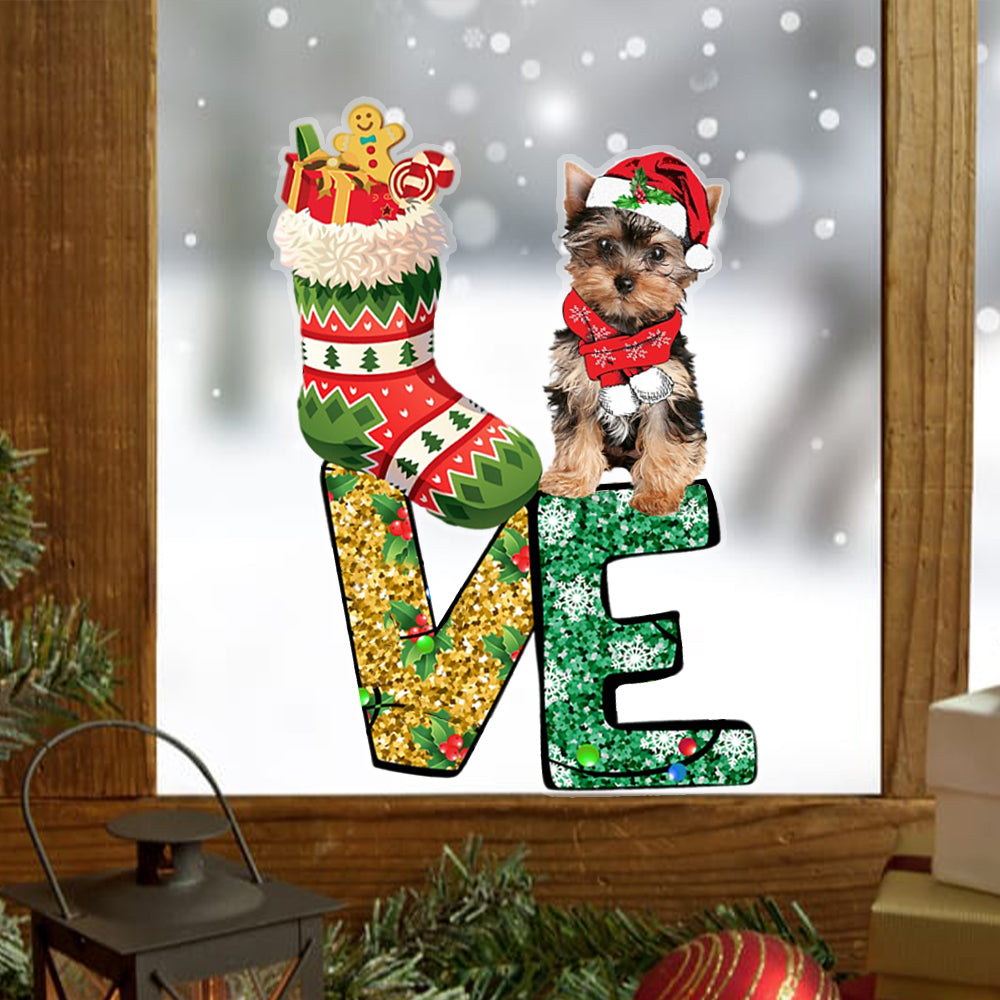 YorkShire Terrier LOVE Christmas Stocking Sticker