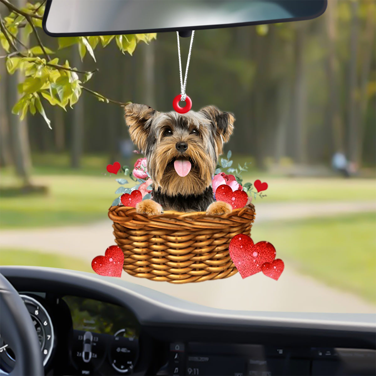 Yorkshire-Terrier With Rose & Heart Ornament