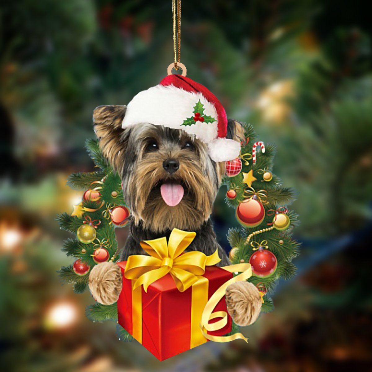 Yorkshire Terrier-Dogs give gifts Hanging Ornament