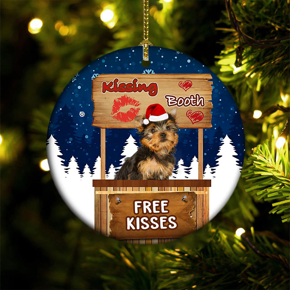 Yorkshire Terrier Kissing Booth Christmas Ornament (porcelain)