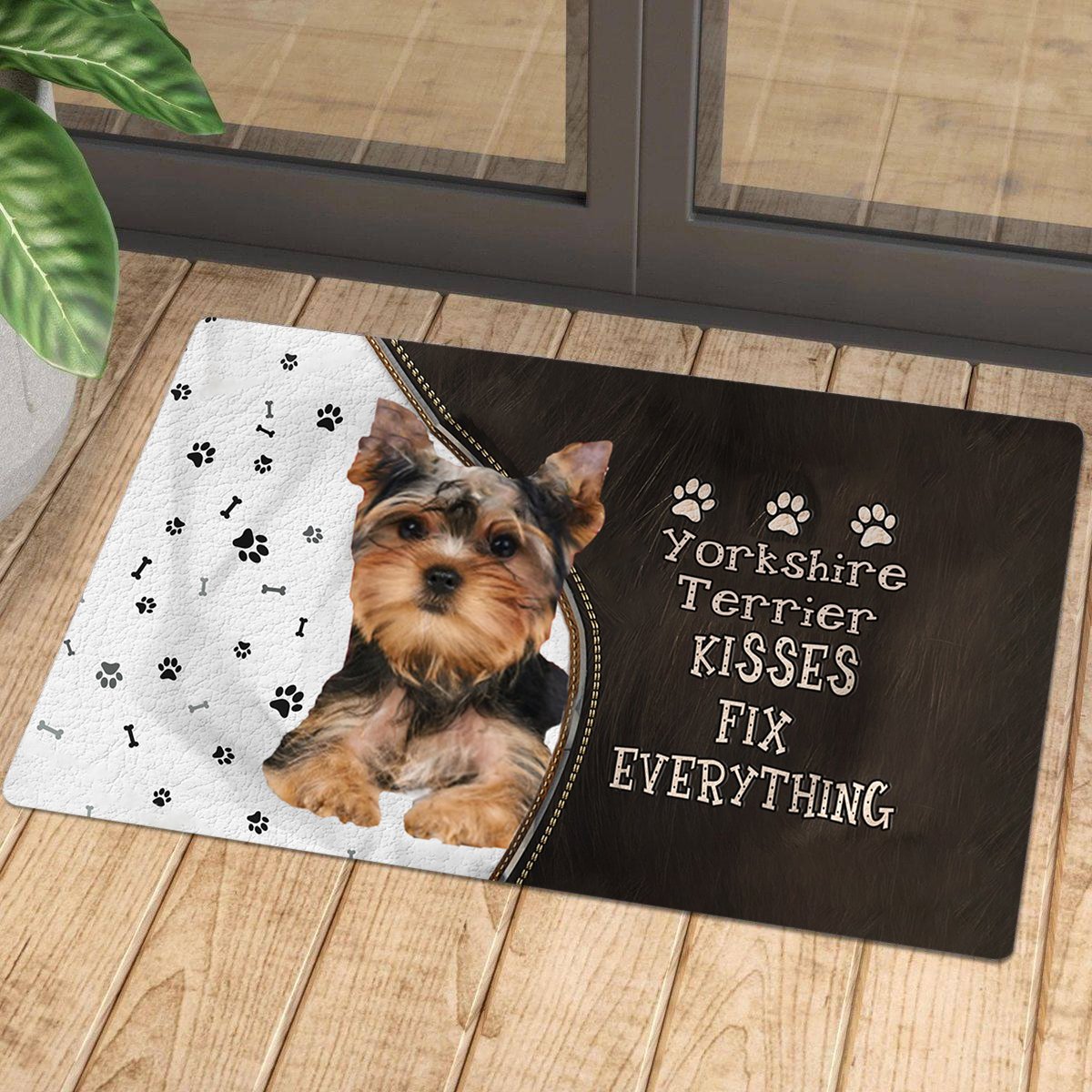 Yorkshire Terrier Kisses Fix Everything Doormat