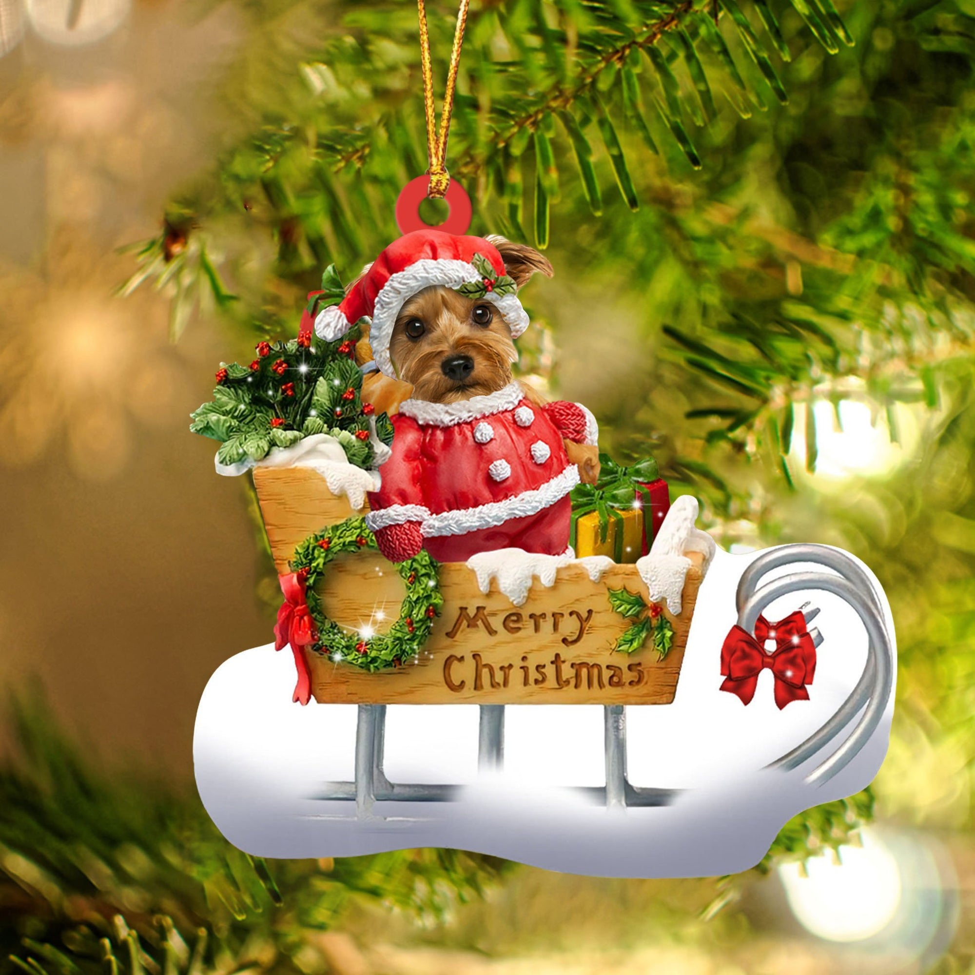 Yorkshire Terrier Merry Christmas Ornament