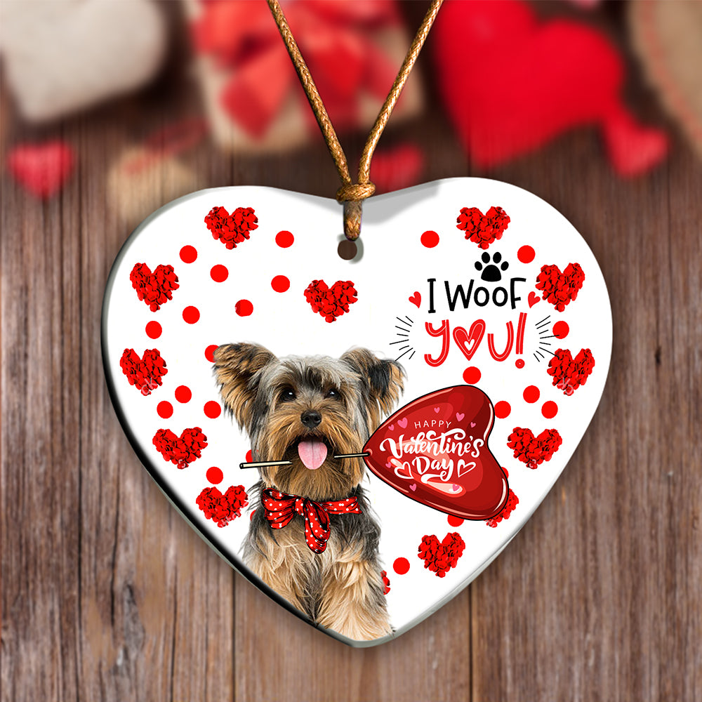 Yorkshire Terrier Happy Valentine's Day Ornament (porcelain)