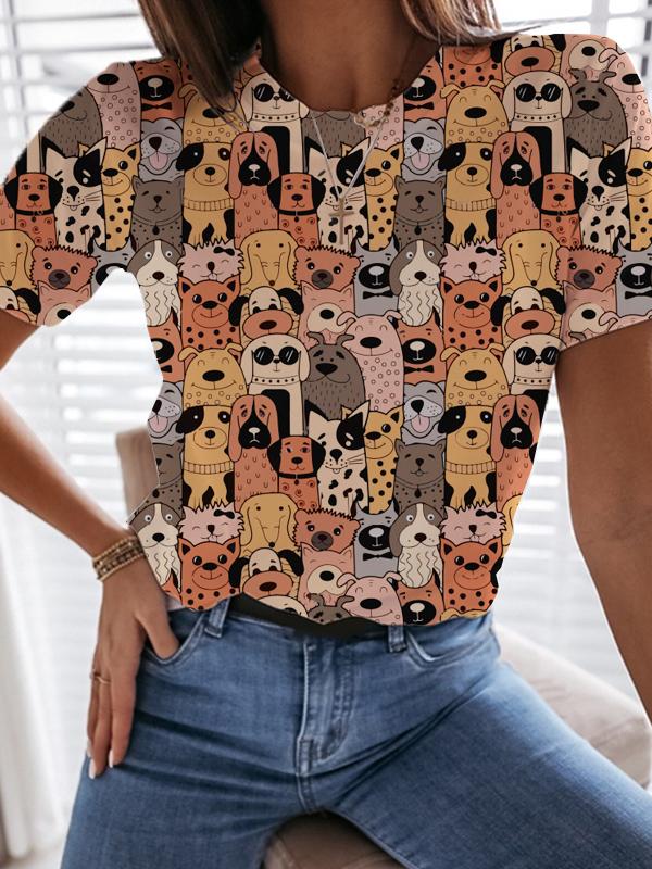 🐶Cute Dog print short-sleeved T-shirt