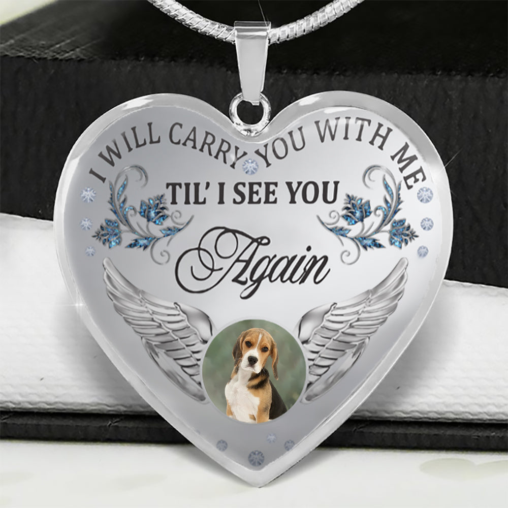 Beagle Carry You With Me Memorial Necklace