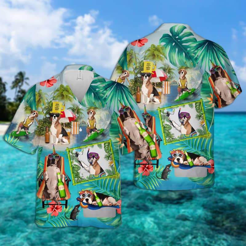 Beagle - Surfing Hawaiian Shirt
