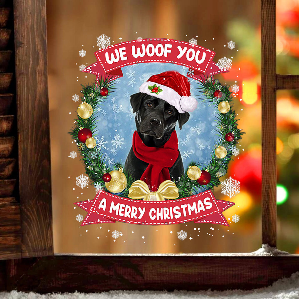 Black Labrador We Woof You Christmas Sticker