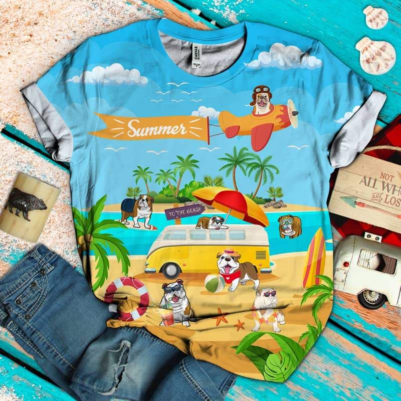 Bulldog On The Beach 3D Shirt