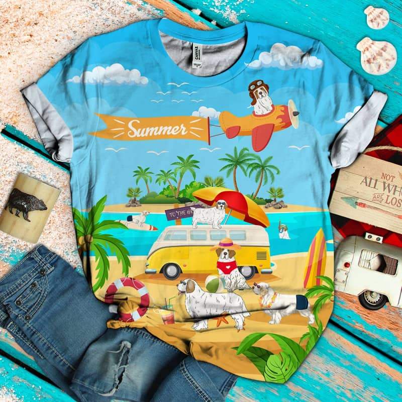 Clumber Spaniel On The Beach 3D Shirt