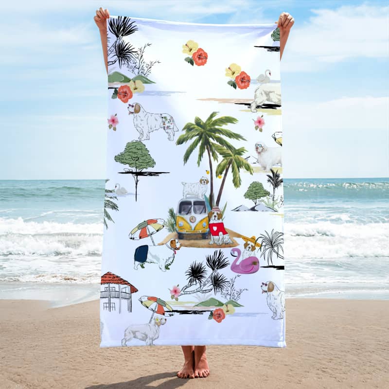 CLUMBER SPANIEL Summer Beach Towel