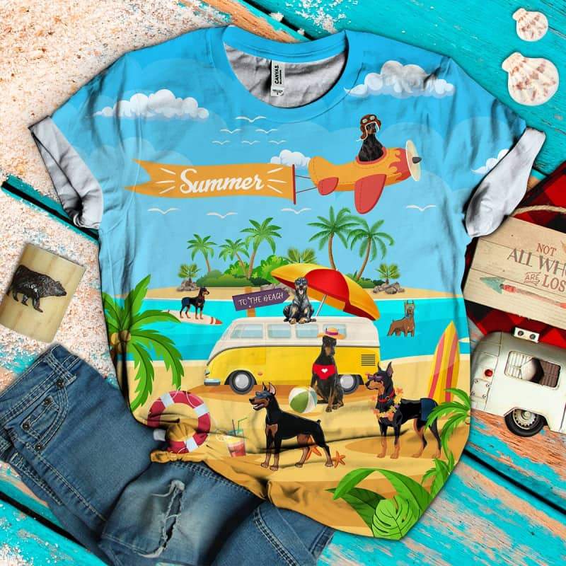 Doberman Pinscher On The Beach 3D Shirt