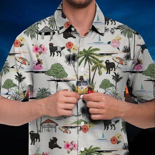 Flat-Coated Retriever Hawaiian Shirt Hawaii Beach Retro