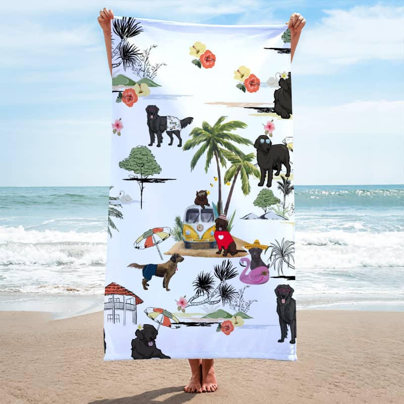 FLAT-COATED RETRIEVER Summer Beach Towel