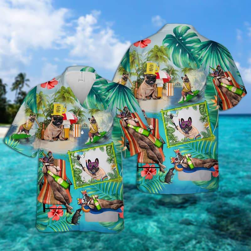 French Bulldog - Surfing Hawaiian Shirt