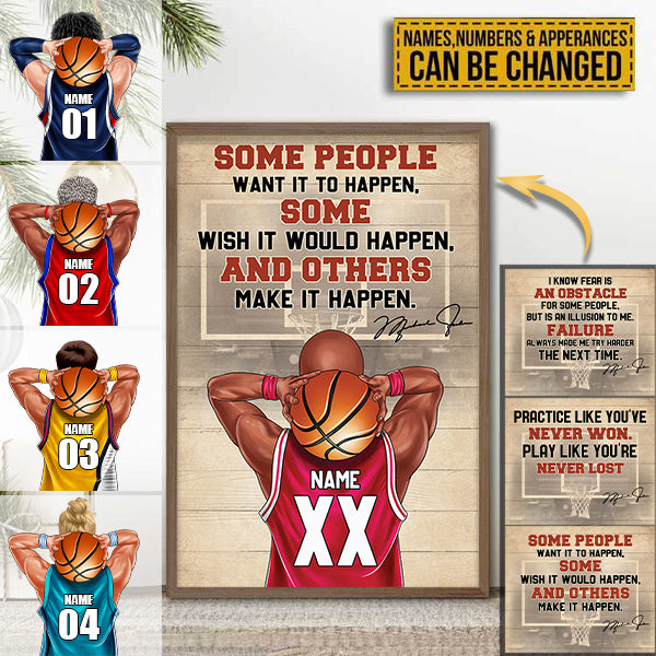 Personalized Basketball Boy Canvas - Some People Want It To Happen, And Others Make It Happen