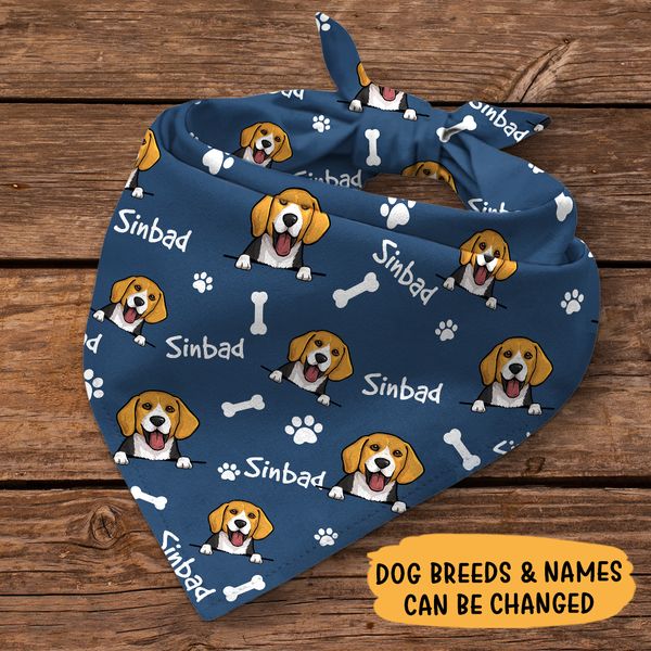 Dog Pattern Bandana, Personalized Bandana, Custom Dog Lovers Gifts