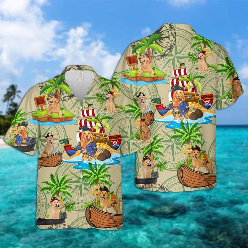 Golden Retriever - Pirates Hawaiian Shirt