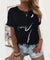 😽Ladies "Black Cat&Moon" Print T-shirt