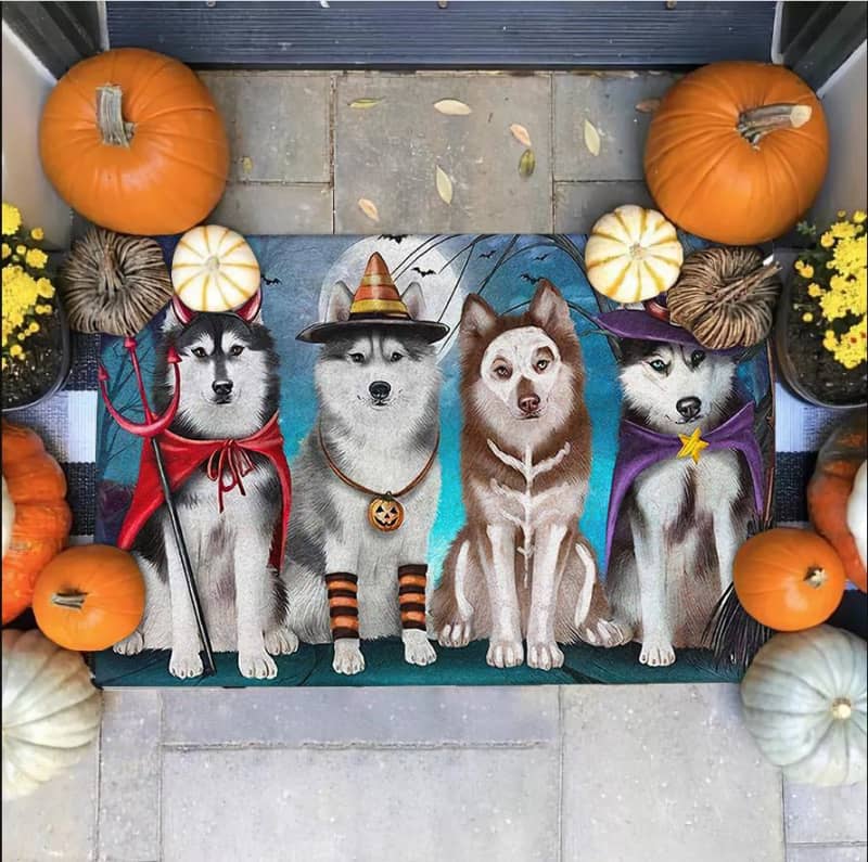 Husky Costume Party Halloween Doormat 1