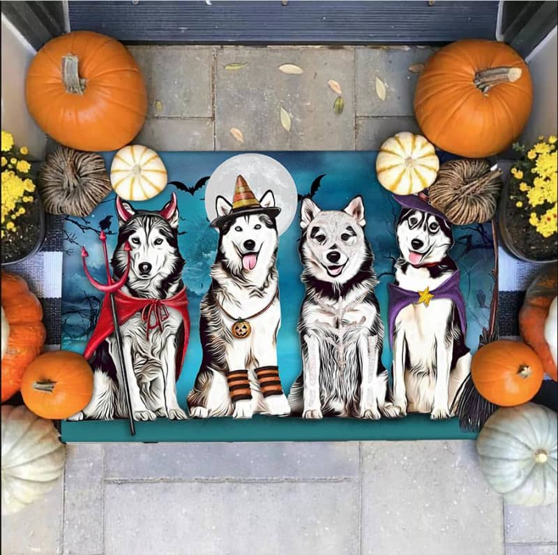 Husky Costume Party Halloween Doormat 2