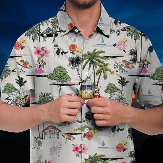 Husky Hawaiian Shirt Hawaii Beach Retro