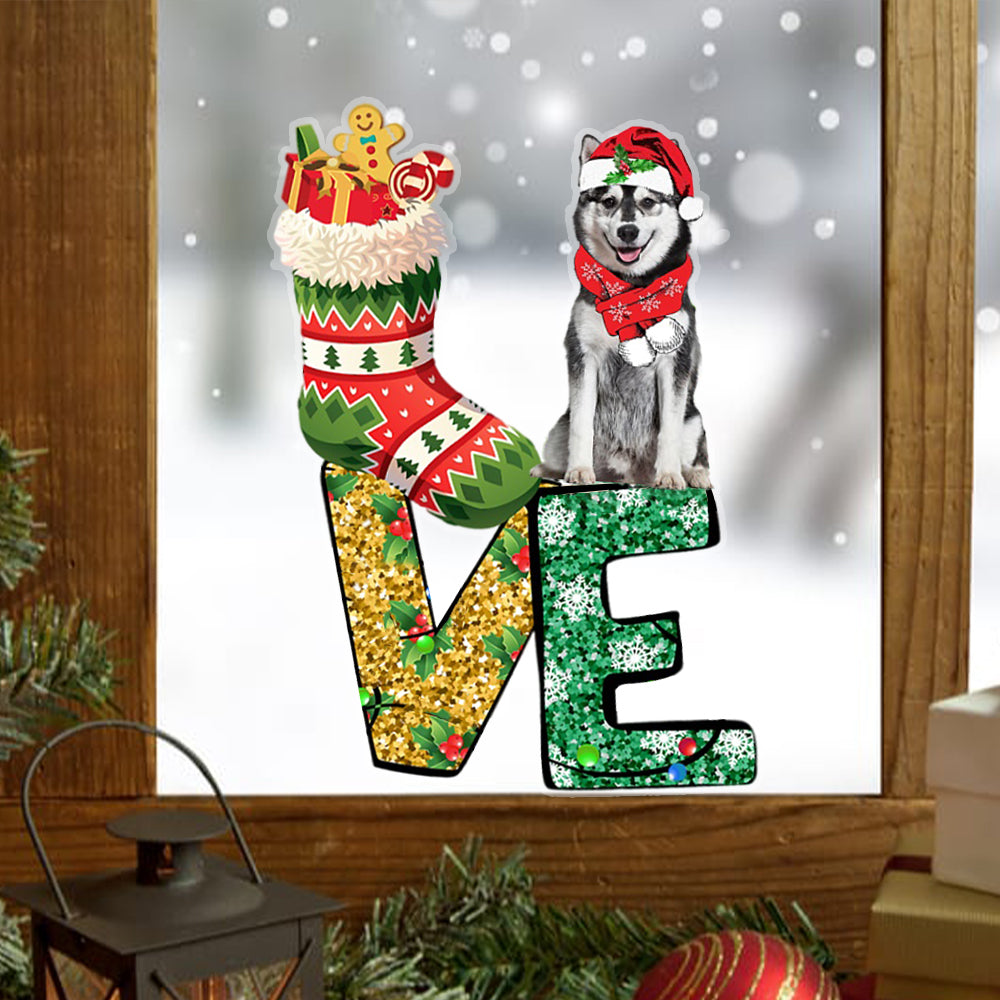 Husky LOVE Christmas Stocking Sticker