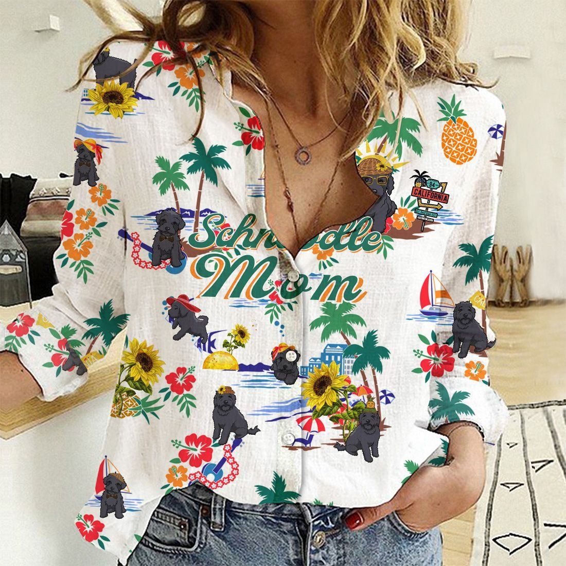 Schnoodle Dog Mom Beach Super Cool - Women's Casual Shirt
