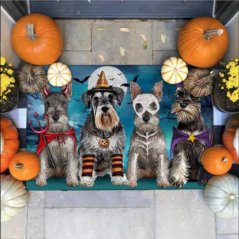 Miniature Schnauzer Costume Party Halloween Doormat HANDFLOOR