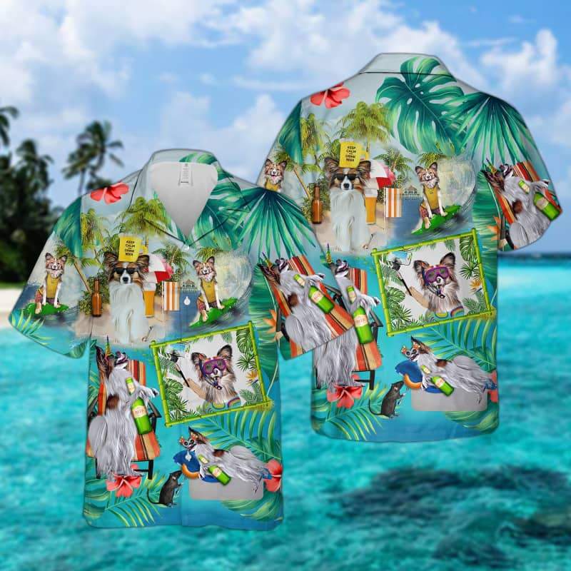 Papillon Dog - Surfing Hawaiian Shirt