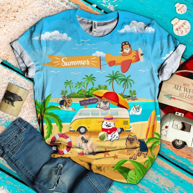 Pomeranian On The Beach 3D Shirt