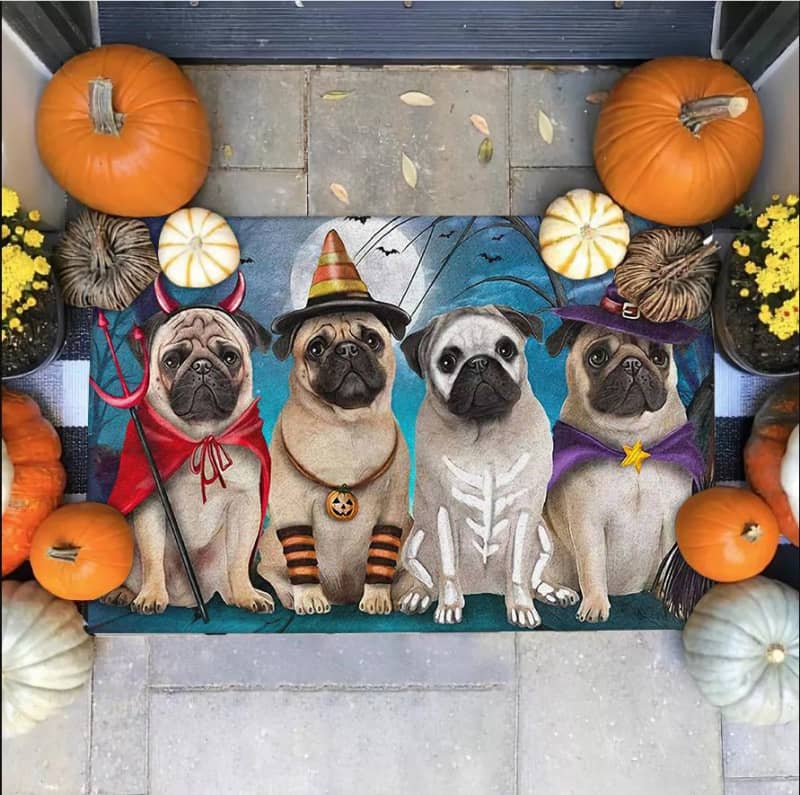 Pug Costume Party Halloween Doormat