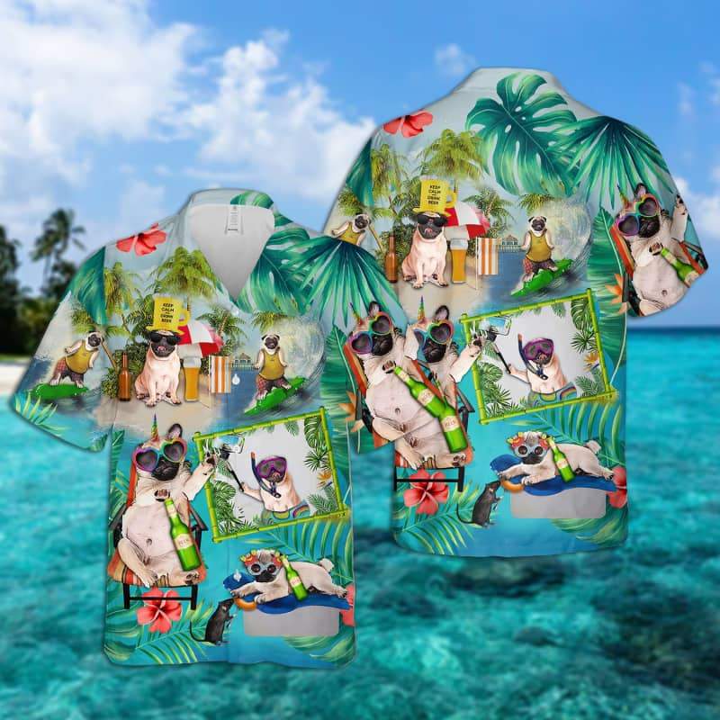 Pug - Surfing Hawaiian Shirt