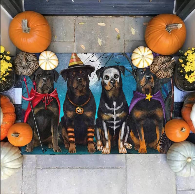 Rottweiler Costume Party Halloween Doormat